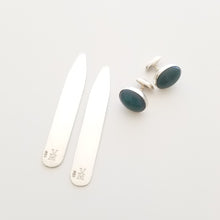 Load image into Gallery viewer, Oval Green Onyx Cuff Links