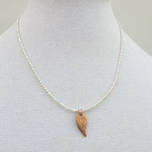 Load image into Gallery viewer, Petite Bronze Leaf and Pearl Necklace