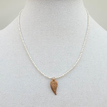 Load image into Gallery viewer, Petite Bronze Leaf and Pearl Necklace