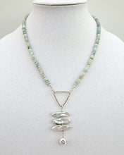 Load image into Gallery viewer, Boulder Opal, Pearl and White Topaz Triangle Necklace