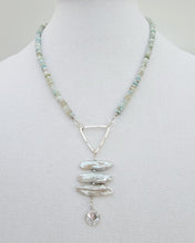 Load image into Gallery viewer, Boulder Opal, Pearl and White Topaz Triangle Necklace