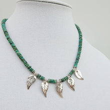 Load image into Gallery viewer, Turquoise and Handcrafted Leaves Necklace