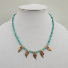Load image into Gallery viewer, Turquoise and Handcrafted Leaves Necklace