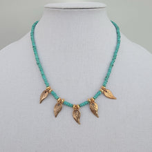 Load image into Gallery viewer, Turquoise and Handcrafted Leaves Necklace