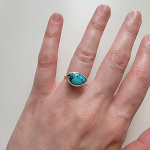 Cloud Mountain Turquoise & Sterling Stacker Ring - Size 5