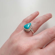 Load image into Gallery viewer, Morning Star Turquoise Hammered Band Stacker Ring - Size 6