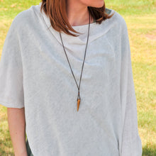 Load image into Gallery viewer, Bronze Spike Necklace on Brown Leather Cord