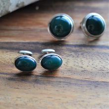 Load image into Gallery viewer, Oval Green Onyx Cuff Links