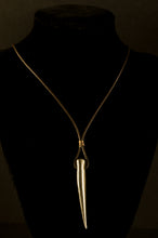 Load image into Gallery viewer, Bronze Spike Necklace on Brown Leather Cord