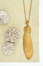 Load image into Gallery viewer, Large Bronze Feather Necklace
