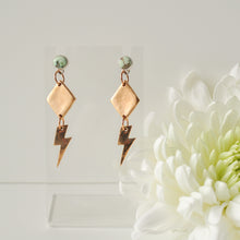 Load image into Gallery viewer, Poseidon Turquoise Lightning Bolt Earrings