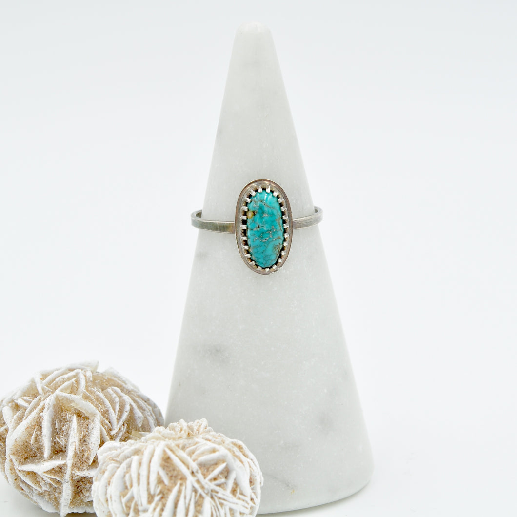 Turquoise & Sterling Silver Stacker Ring - Size 8