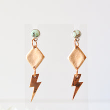 Load image into Gallery viewer, Poseidon Turquoise Lightning Bolt Earrings