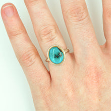Load image into Gallery viewer, Two Tone Bisbee Turquoise Ring - Size 6