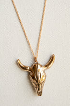 Load image into Gallery viewer, Bronze Cow Skull Necklace