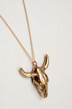 Load image into Gallery viewer, Bronze Cow Skull Necklace