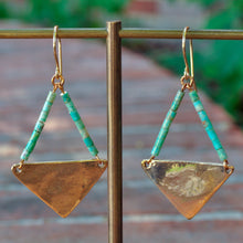 Load image into Gallery viewer, Large Turquoise Triangle Earrings
