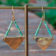 Load image into Gallery viewer, Large Turquoise Triangle Earrings