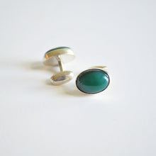 Load image into Gallery viewer, Oval Green Onyx Cuff Links