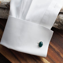 Load image into Gallery viewer, Oval Green Onyx Cuff Links