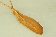 Load image into Gallery viewer, Large Bronze Feather Necklace