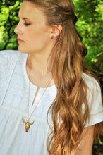 Load image into Gallery viewer, Bronze Cow Skull Necklace