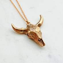 Load image into Gallery viewer, Bronze Cow Skull Necklace