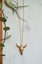Load image into Gallery viewer, Bronze Cow Skull Necklace