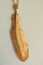 Load image into Gallery viewer, Large Bronze Feather Necklace