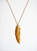 Load image into Gallery viewer, Long Bronze Feather Necklace