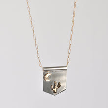 Load image into Gallery viewer, Saguaro Cactus and Moon Banner Necklace