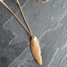 Load image into Gallery viewer, Long Bronze Feather Necklace