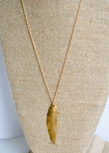 Load image into Gallery viewer, Long Bronze Feather Necklace