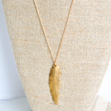 Load image into Gallery viewer, Long Bronze Feather Necklace