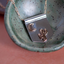 Load image into Gallery viewer, Saguaro Cactus and Moon Banner Necklace
