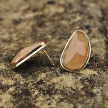 Load image into Gallery viewer, Peach Sapphire Stud Earrings
