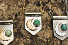 Load image into Gallery viewer, Moon Banner Necklace with Morning Star Turquoise I