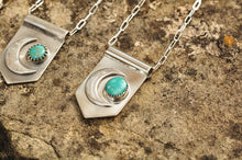 Load image into Gallery viewer, Sterling Moon Banner Necklace with Morning Star Turquoise II