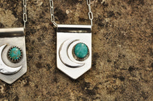 Load image into Gallery viewer, Sterling Moon Banner Necklace with Morning Star Turquoise II