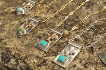 Load image into Gallery viewer, Sterling Saguaro Cactus Banner Necklace with Kingman Turquoise