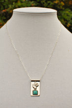 Load image into Gallery viewer, Sterling Saguaro Cactus Banner Necklace with Kingman Turquoise