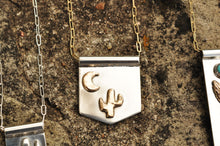 Load image into Gallery viewer, Saguaro Cactus and Moon Banner Necklace