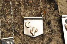 Load image into Gallery viewer, Saguaro Cactus and Moon Banner Necklace