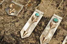 Load image into Gallery viewer, Arrow Banner Necklace with Kingman Turquoise
