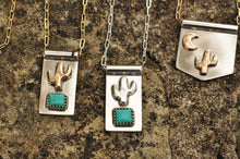 Load image into Gallery viewer, Sterling Saguaro Cactus Banner Necklace with Kingman Turquoise