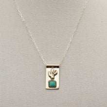 Load image into Gallery viewer, Sterling Saguaro Cactus Banner Necklace with Kingman Turquoise