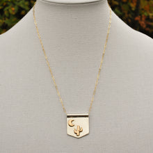 Load image into Gallery viewer, Saguaro Cactus and Moon Banner Necklace