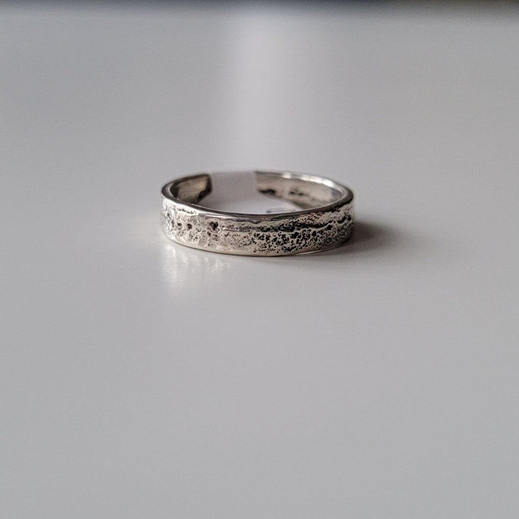 Sand Cast Recycled Sterling Ring Band - Size 6