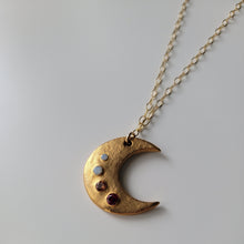 Load image into Gallery viewer, Bronze Crescent Moon Necklace with Multicolor CZ&#39;s
