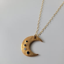 Load image into Gallery viewer, Bronze Crescent Moon Necklace with Multicolor CZ&#39;s
